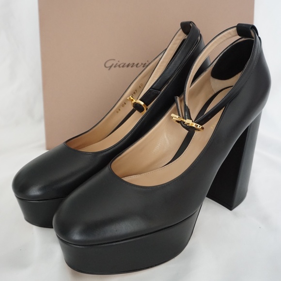 Gianvito Rossi MANILA Black Leather Platform Mary Jane Shoes Trendy!! - Picture 1 of 13